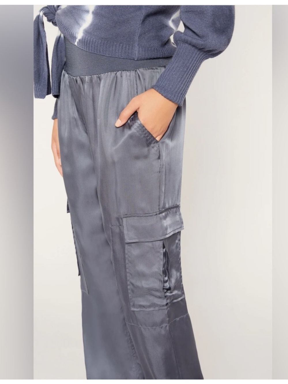 Cinq a Sept gray Giles satin joggers Sz S - Picture 3 of 15